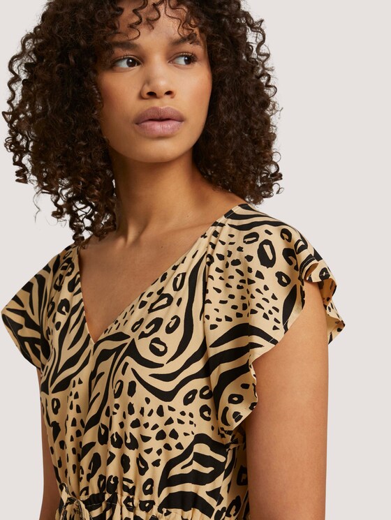 Midikleid mit Tunnelzug - Frauen - beige animal print Midikleid mit Tunnelzug - Frauen - beige animal print - 9 - TOM TAILOR Denim