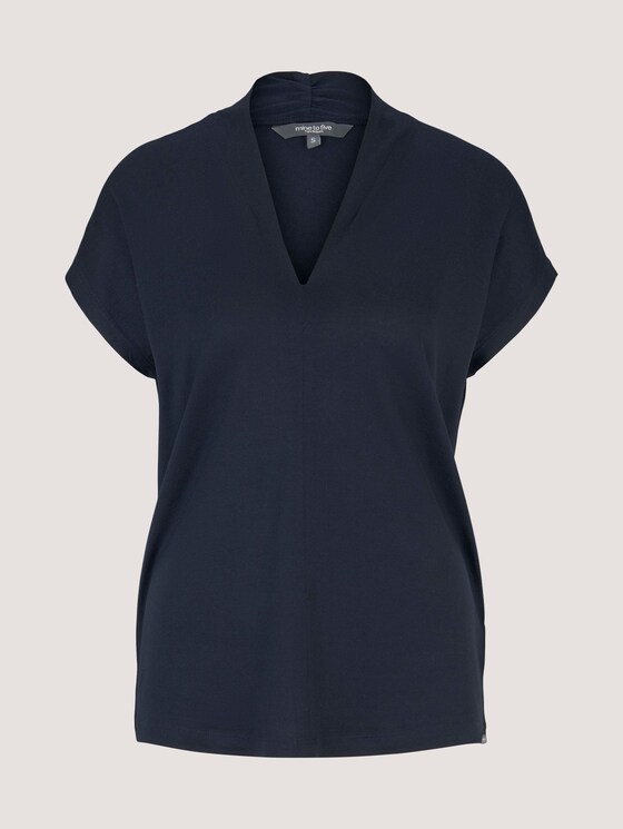 T-Shirt mit TENCEL™ und V-Ausschnitt - Frauen - Sky Captain Blue T-Shirt mit TENCEL™ und V-Ausschnitt - Frauen - Sky Captain Blue - 7 - Mine to five