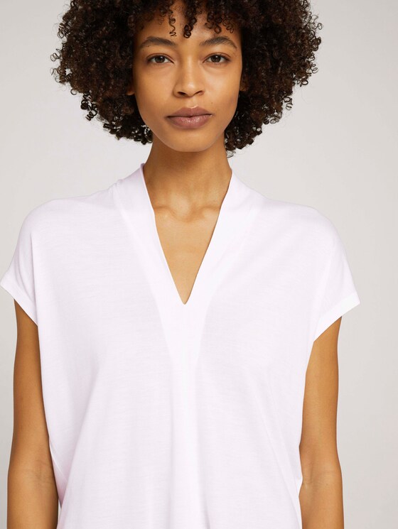 T-Shirt mit TENCEL™ und V-Ausschnitt - Frauen - White T-Shirt mit TENCEL™ und V-Ausschnitt - Frauen - White - 9 - Mine to five