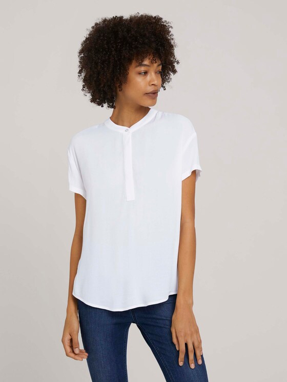 Blusenshirt mit kurzem Stehkragen - Frauen - White Blusenshirt mit kurzem Stehkragen - Frauen - White - 1 - Mine to five