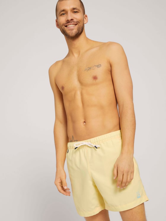Basic zwembroek uit gerecycled polyester - Mannen - pale straw yellow - 5 - TOM TAILOR