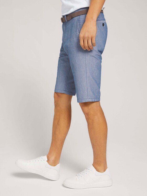 Strukturierte Josh Chino Shorts mit Gürtel - Männer - Light Blue Minimal Indigo Strukturierte Josh Chino Shorts mit Gürtel - Männer - Light Blue Minimal Indigo - 11 - TOM TAILOR