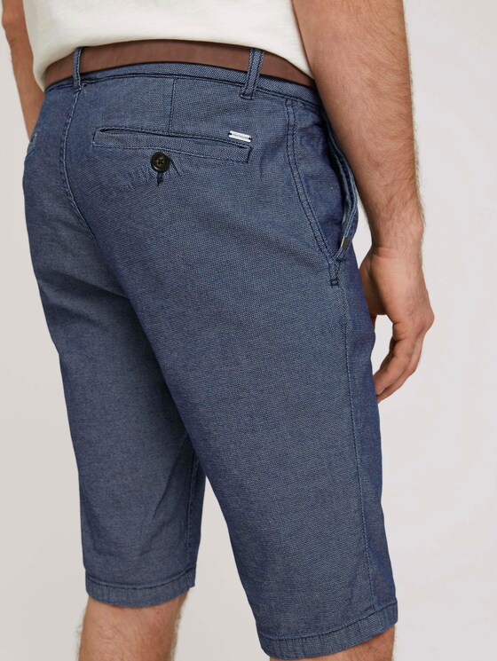 Strukturierte Josh Chino Shorts mit Gürtel - Männer - blue indigo structure Strukturierte Josh Chino Shorts mit Gürtel - Männer - blue indigo structure - 10 - TOM TAILOR