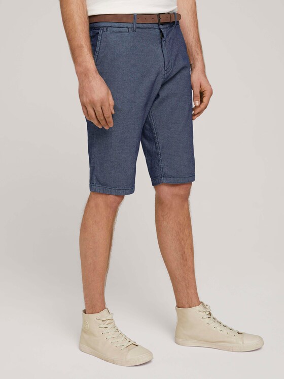 Strukturierte Josh Chino Shorts mit Gürtel - Männer - blue indigo structure Strukturierte Josh Chino Shorts mit Gürtel - Männer - blue indigo structure - 11 - TOM TAILOR