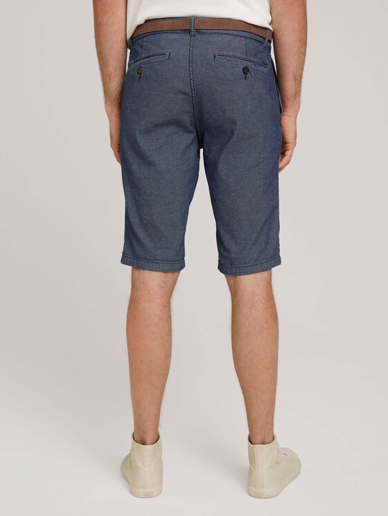 Strukturierte Josh Chino Shorts mit Gürtel - Männer - blue indigo structure Strukturierte Josh Chino Shorts mit Gürtel - Männer - blue indigo structure - 2 - TOM TAILOR