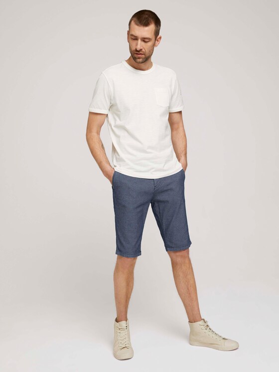 Strukturierte Josh Chino Shorts mit Gürtel - Männer - blue indigo structure Strukturierte Josh Chino Shorts mit Gürtel - Männer - blue indigo structure - 3 - TOM TAILOR