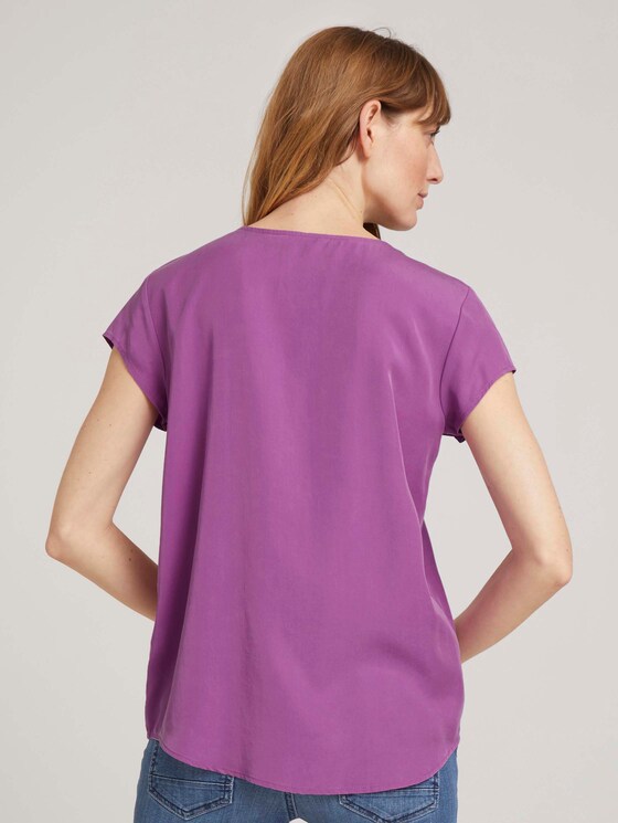 Kurzarmbluse mit Lyocell - Frauen - plum blossom lilac Kurzarmbluse mit Lyocell - Frauen - plum blossom lilac - 2 - TOM TAILOR