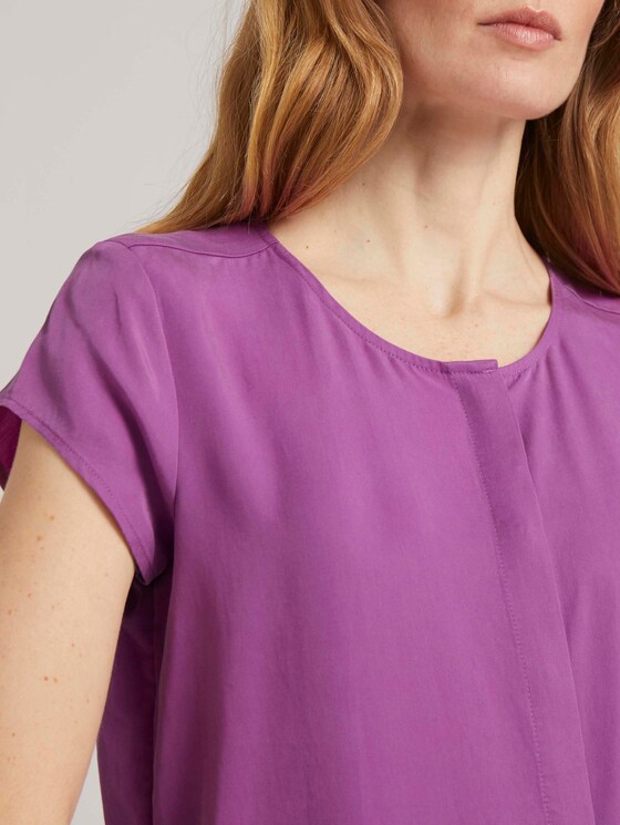 Kurzarmbluse mit Lyocell - Frauen - plum blossom lilac Kurzarmbluse mit Lyocell - Frauen - plum blossom lilac - 9 - TOM TAILOR