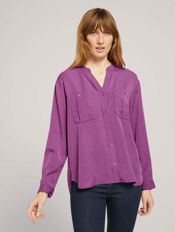 Lyocell Bluse mit Brusttasche - Frauen - plum blossom lilac Lyocell Bluse mit Brusttasche - Frauen - plum blossom lilac - 1 - TOM TAILOR