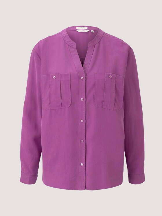 Lyocell Bluse mit Brusttasche - Frauen - plum blossom lilac Lyocell Bluse mit Brusttasche - Frauen - plum blossom lilac - 7 - TOM TAILOR
