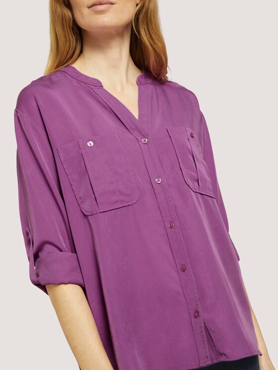 Lyocell Bluse mit Brusttasche - Frauen - plum blossom lilac Lyocell Bluse mit Brusttasche - Frauen - plum blossom lilac - 9 - TOM TAILOR