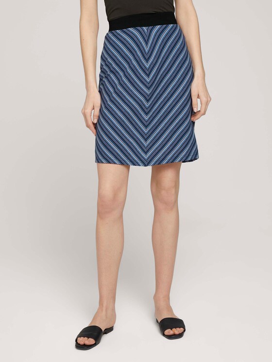 Gestreifter Jerseyrock mit Bio-Baumwolle - Frauen - blue structure design Gestreifter Jerseyrock mit Bio-Baumwolle - Frauen - blue structure design - 1 - TOM TAILOR