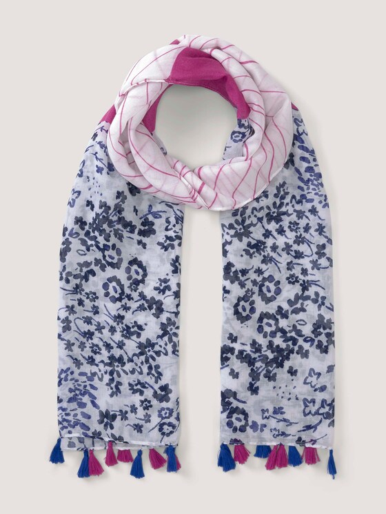 Gemusterter Schal mit Quasten - Frauen - plum blossom lilac Gemusterter Schal mit Quasten - Frauen - plum blossom lilac - 7 - TOM TAILOR