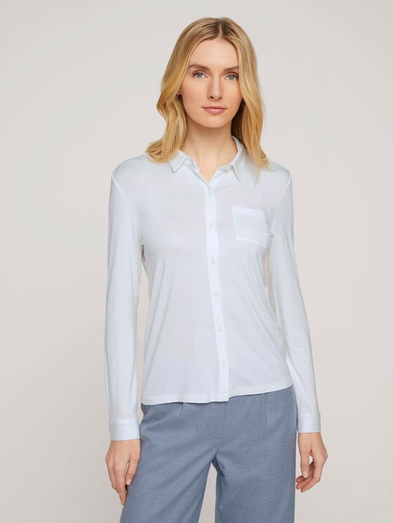 Hemdbluse aus Jersey - Frauen - Whisper White Hemdbluse aus Jersey - Frauen - Whisper White - 1 - TOM TAILOR