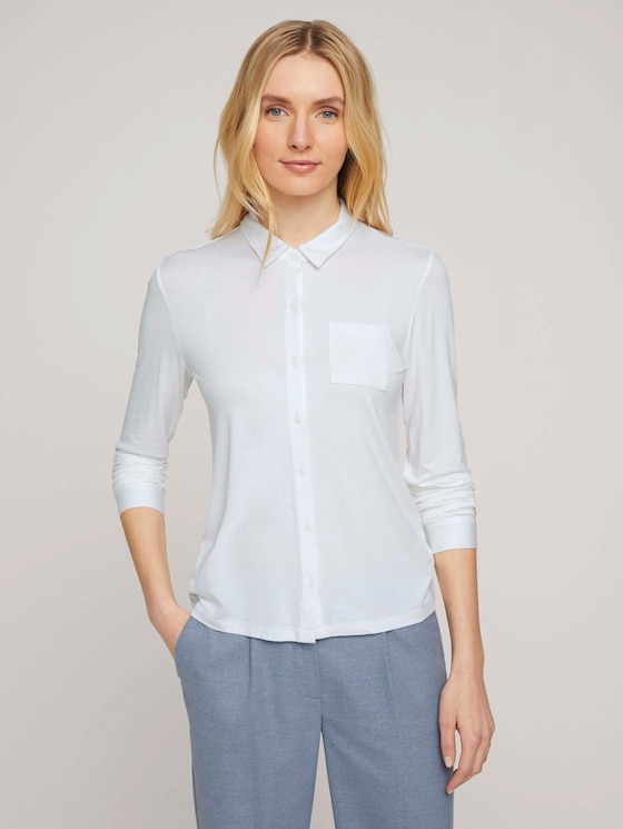 Hemdbluse aus Jersey - Frauen - Whisper White Hemdbluse aus Jersey - Frauen - Whisper White - 5 - TOM TAILOR