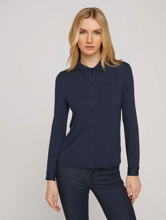 Hemdbluse aus Jersey - Frauen - Sky Captain Blue Hemdbluse aus Jersey - Frauen - Sky Captain Blue - 1 - TOM TAILOR