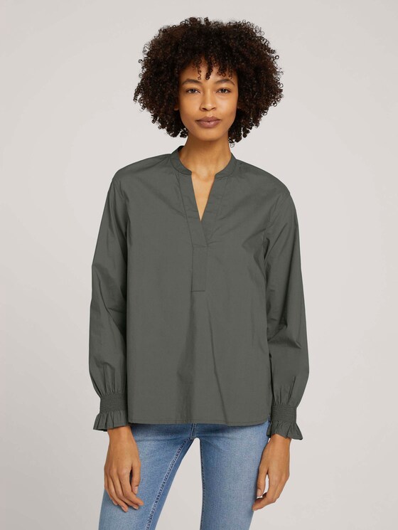 Oversized Bluse mit Ärmeldetail - Frauen - deep leaf green Oversized Bluse mit Ärmeldetail - Frauen - deep leaf green - 1 - Mine to five