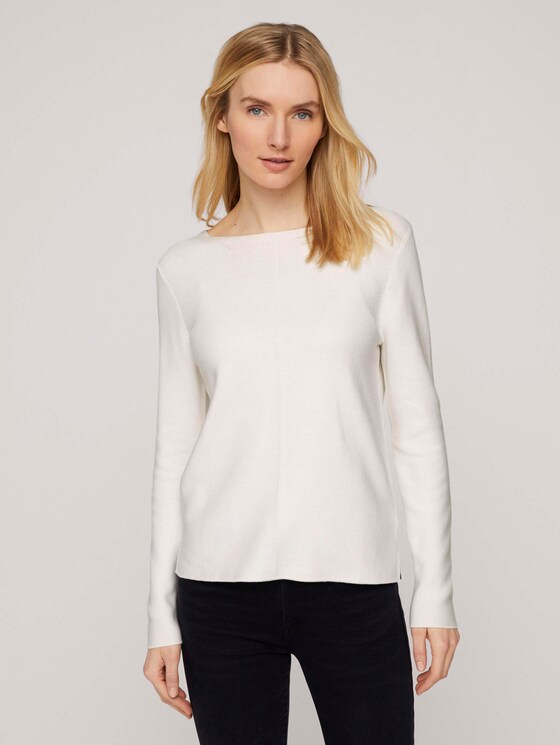 Strukturierter Pullover mit Bio-Baumwolle - Frauen - Whisper White Strukturierter Pullover mit Bio-Baumwolle - Frauen - Whisper White - 1 - TOM TAILOR