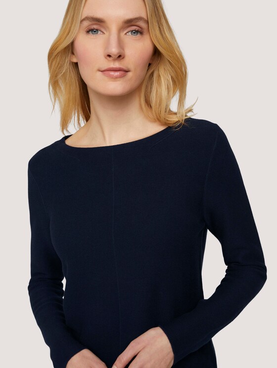 Strukturierter Pullover mit Bio-Baumwolle - Frauen - Sky Captain Blue Strukturierter Pullover mit Bio-Baumwolle - Frauen - Sky Captain Blue - 9 - TOM TAILOR