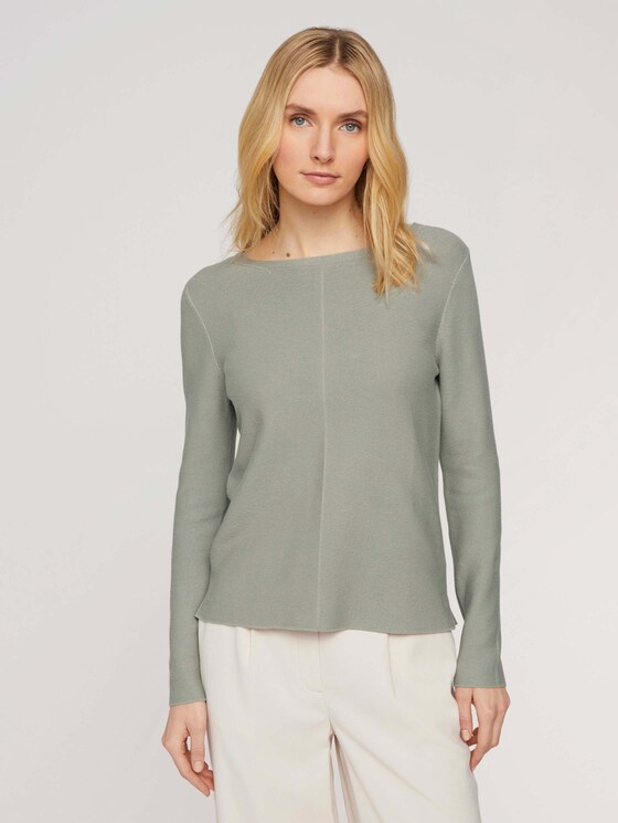 Strukturierter Pullover mit Bio-Baumwolle - Frauen - Prairie Grass Green Strukturierter Pullover mit Bio-Baumwolle - Frauen - Prairie Grass Green - 1 - TOM TAILOR