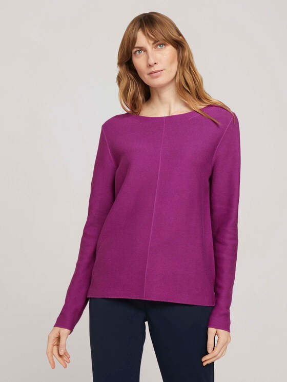 Strukturierter Pullover mit Bio-Baumwolle - Frauen - plum blossom lilac Strukturierter Pullover mit Bio-Baumwolle - Frauen - plum blossom lilac - 1 - TOM TAILOR