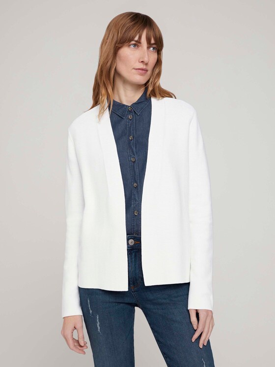 Strukturierter Cardigan mit Bio-Baumwolle - Frauen - Whisper White Strukturierter Cardigan mit Bio-Baumwolle - Frauen - Whisper White - 1 - TOM TAILOR