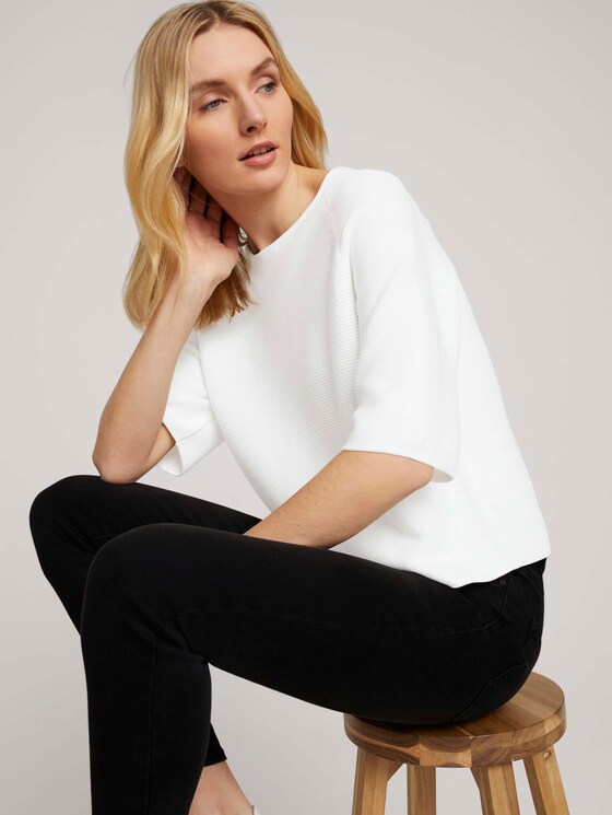 Strukturierter Pullover mit Bio-Baumwolle - Frauen - Whisper White Strukturierter Pullover mit Bio-Baumwolle - Frauen - Whisper White - 5 - TOM TAILOR