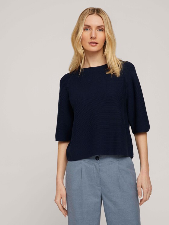 Strukturierter Pullover mit Bio-Baumwolle - Frauen - Sky Captain Blue Strukturierter Pullover mit Bio-Baumwolle - Frauen - Sky Captain Blue - 1 - TOM TAILOR