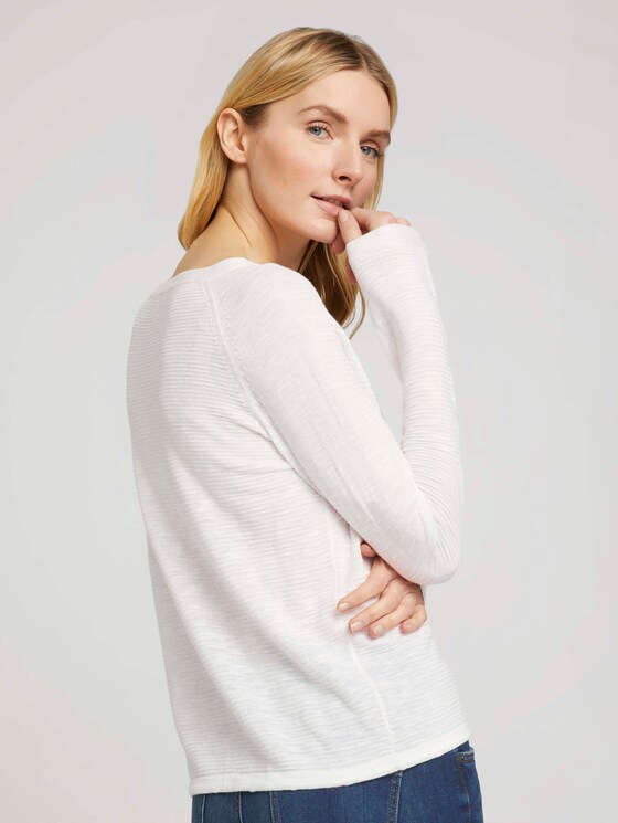 Feiner Strickpullover mit Linienstruktur - Frauen - Whisper White Feiner Strickpullover mit Linienstruktur - Frauen - Whisper White - 2 - TOM TAILOR