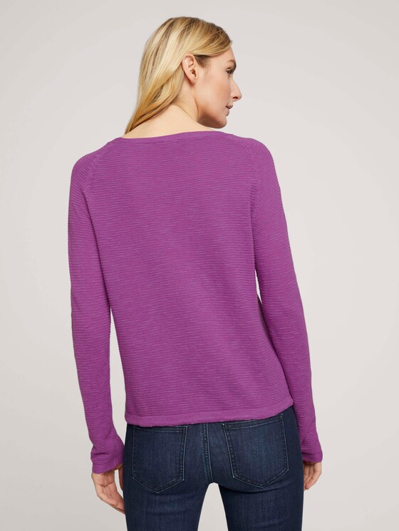 Feiner Strickpullover mit Linienstruktur - Frauen - plum blossom lilac Feiner Strickpullover mit Linienstruktur - Frauen - plum blossom lilac - 2 - TOM TAILOR