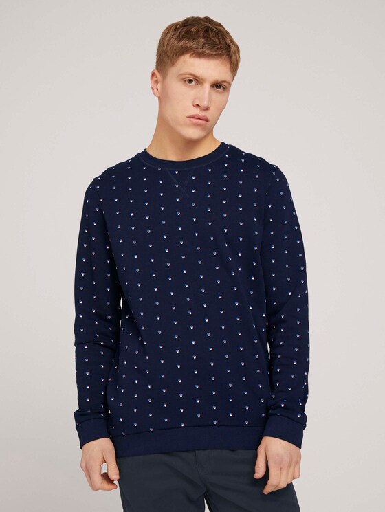 gemustertes Sweatshirt - Männer - navy colored squares print gemustertes Sweatshirt - Männer - navy colored squares print - 1 - TOM TAILOR Denim