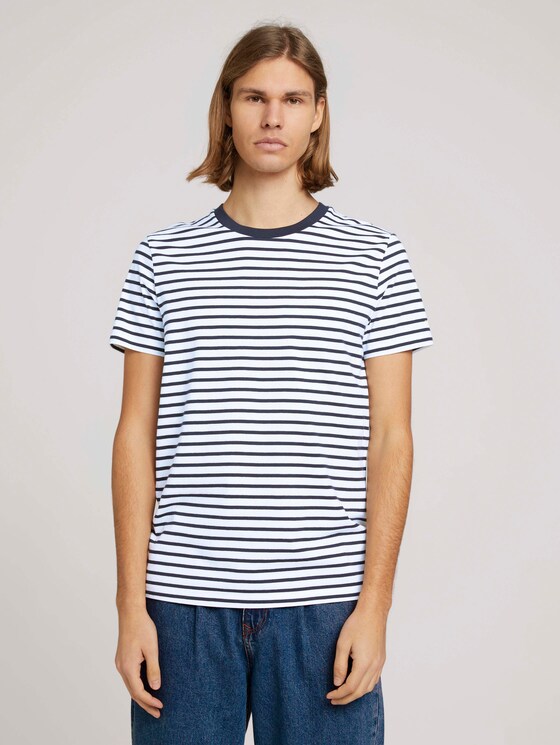 gestreiftes T-Shirt - Männer - navy white thin stripe gestreiftes T-Shirt - Männer - navy white thin stripe - 1 - TOM TAILOR Denim