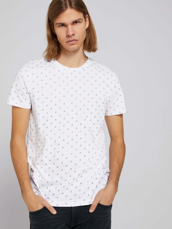 gemustertes T-Shirt mit Bio-Baumwolle - Männer - white blue mini ship print gemustertes T-Shirt mit Bio-Baumwolle - Männer - white blue mini ship print - 5 - TOM TAILOR Denim