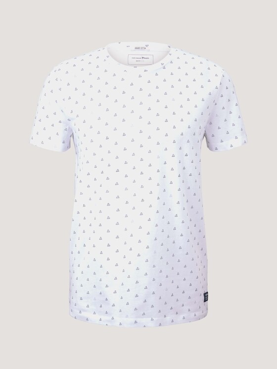 gemustertes T-Shirt mit Bio-Baumwolle - Männer - white blue mini ship print gemustertes T-Shirt mit Bio-Baumwolle - Männer - white blue mini ship print - 7 - TOM TAILOR Denim