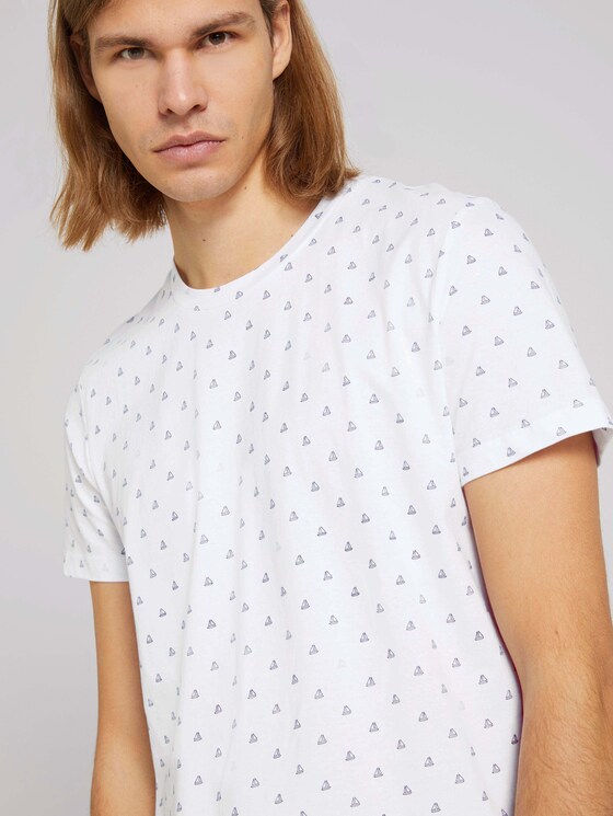 gemustertes T-Shirt mit Bio-Baumwolle - Männer - white blue mini ship print gemustertes T-Shirt mit Bio-Baumwolle - Männer - white blue mini ship print - 9 - TOM TAILOR Denim