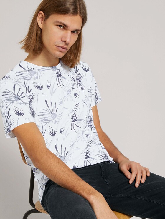 gemustertes T-Shirt mit Bio-Baumwolle - Männer - white navy thistle print gemustertes T-Shirt mit Bio-Baumwolle - Männer - white navy thistle print - 5 - TOM TAILOR Denim