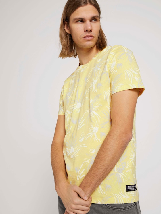 gemustertes T-Shirt mit Bio-Baumwolle - Männer - yellow white thistle print gemustertes T-Shirt mit Bio-Baumwolle - Männer - yellow white thistle print - 5 - TOM TAILOR Denim