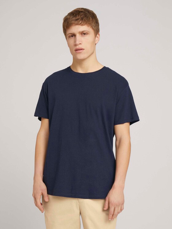 T-Shirt aus Leinenmix - Männer - Sky Captain Blue T-Shirt aus Leinenmix - Männer - Sky Captain Blue - 1 - TOM TAILOR Denim