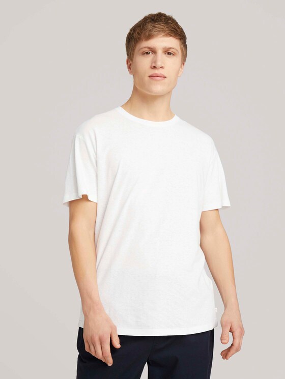 T-Shirt aus Leinenmix - Männer - White T-Shirt aus Leinenmix - Männer - White - 1 - TOM TAILOR Denim