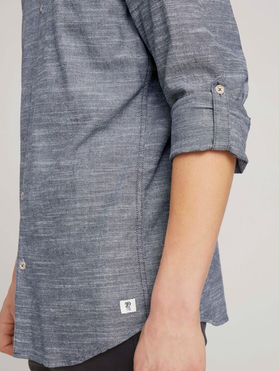 Gestreiftes Hemd mit Stehkragen - Männer - Navy Chambray Gestreiftes Hemd mit Stehkragen - Männer - Navy Chambray - 10 - TOM TAILOR Denim