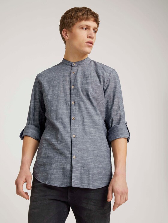 Gestreiftes Hemd mit Stehkragen - Männer - Navy Chambray Gestreiftes Hemd mit Stehkragen - Männer - Navy Chambray - 5 - TOM TAILOR Denim