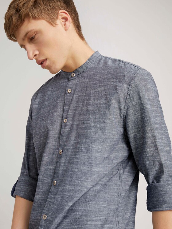 Gestreiftes Hemd mit Stehkragen - Männer - Navy Chambray Gestreiftes Hemd mit Stehkragen - Männer - Navy Chambray - 9 - TOM TAILOR Denim