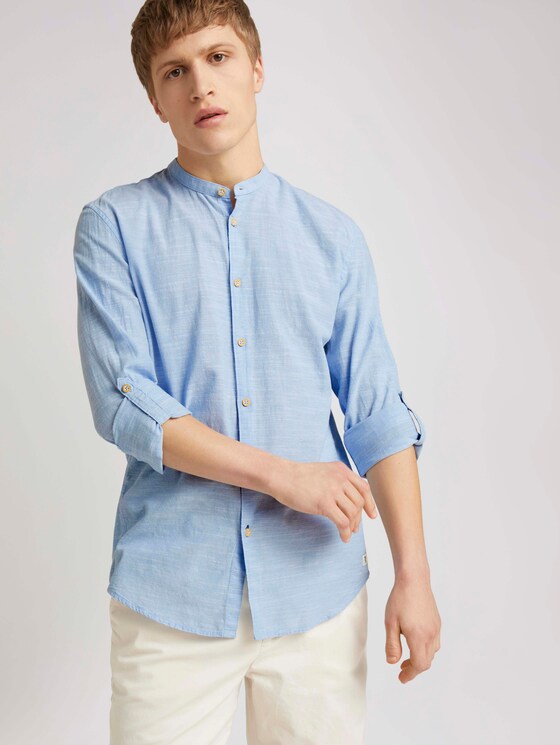 Gestreiftes Hemd mit Stehkragen - Männer - light blue white chambray Gestreiftes Hemd mit Stehkragen - Männer - light blue white chambray - 5 - TOM TAILOR Denim