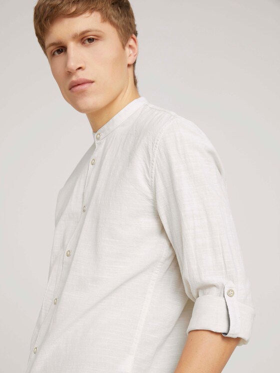 Gestreiftes Hemd mit Stehkragen - Männer - beige chambray Gestreiftes Hemd mit Stehkragen - Männer - beige chambray - 9 - TOM TAILOR Denim