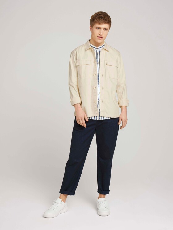 Gestreiftes Hemd mit Stehkragen - Männer - white blue shredded stripe Gestreiftes Hemd mit Stehkragen - Männer - white blue shredded stripe - 3 - TOM TAILOR Denim
