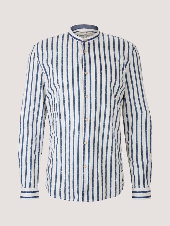 Gestreiftes Hemd mit Stehkragen - Männer - white blue shredded stripe Gestreiftes Hemd mit Stehkragen - Männer - white blue shredded stripe - 7 - TOM TAILOR Denim