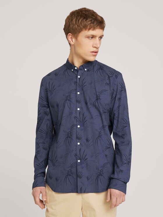 gemustertes Hemd - Männer - navy blue thistle print gemustertes Hemd - Männer - navy blue thistle print - 1 - TOM TAILOR Denim