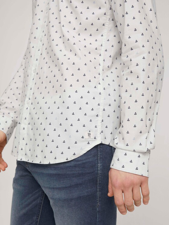 gemustertes Hemd - Männer - white blue mini ship print gemustertes Hemd - Männer - white blue mini ship print - 9 - TOM TAILOR Denim