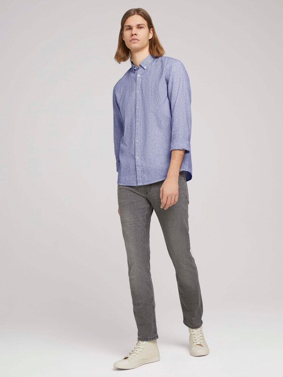 Gestreiftes Hemd mit Leinen - Männer - navy white small stripe Gestreiftes Hemd mit Leinen - Männer - navy white small stripe - 3 - TOM TAILOR Denim