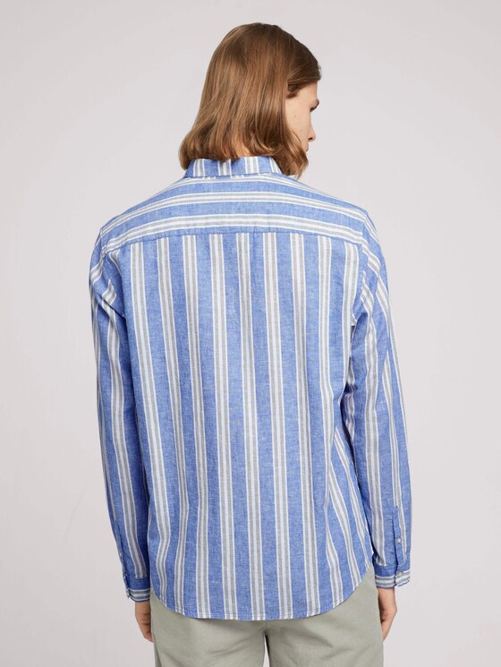 Gestreiftes Hemd mit Leinen - Männer - olive blue big stripe Gestreiftes Hemd mit Leinen - Männer - olive blue big stripe - 2 - TOM TAILOR Denim